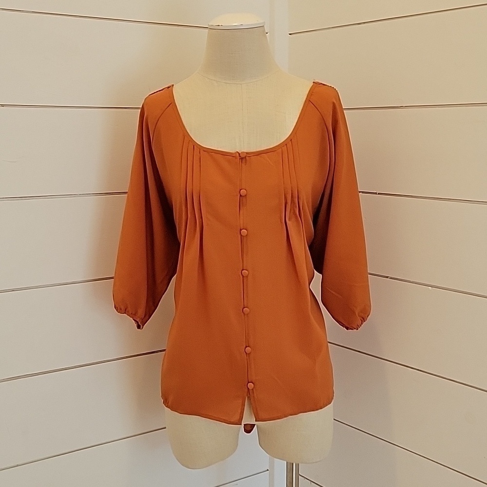 PERCH by Blu Pepper xl sheer button down blouse with crochet at back